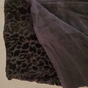 Beautiful Handmade Black Velvet and Silk Patterned Scarf